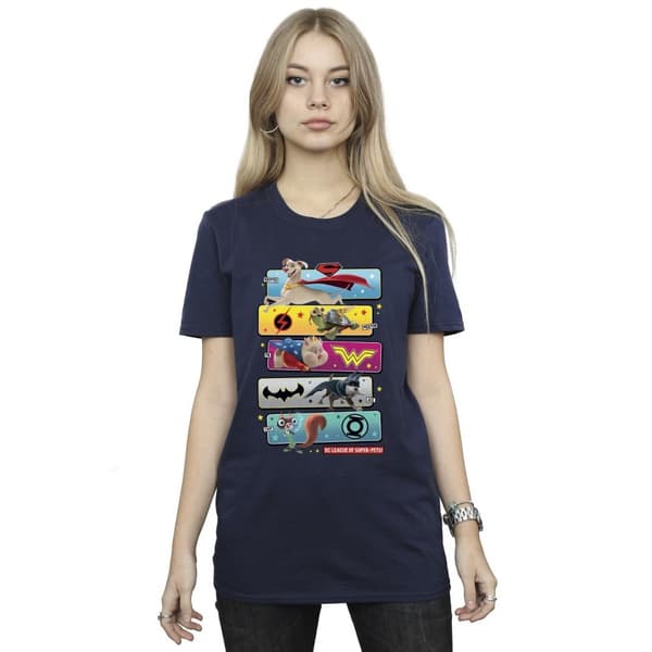 DC Comics Womens/Ladies DC League Of Super-Pets Character Pose Cotton Boyfriend T-Shirt