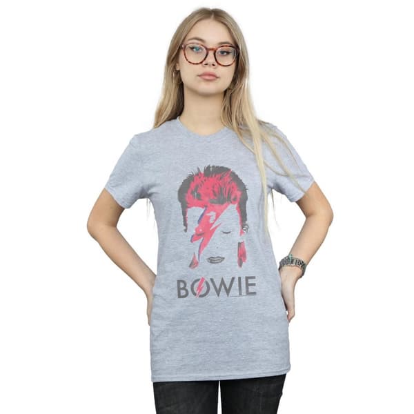 David Bowie Womens/Ladies Aladdin Sane Distressed Cotton Boyfriend T-Shirt