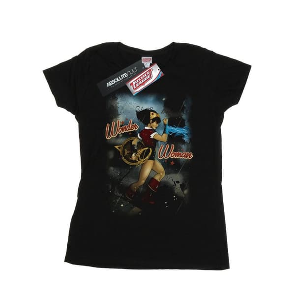 DC Comics Womens/Ladies Wonder Woman Bombshell Cover Cotton T-Shirt Black XL