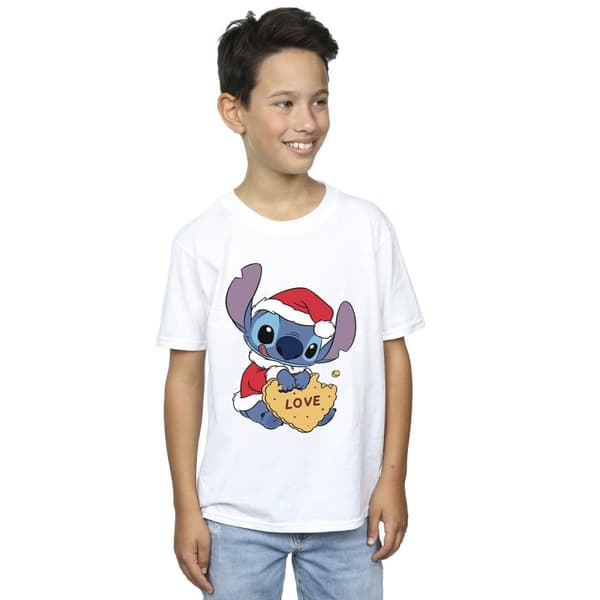 Disney Pojkar Lilo And Stitch Christmas Love Biscuit T-shirt