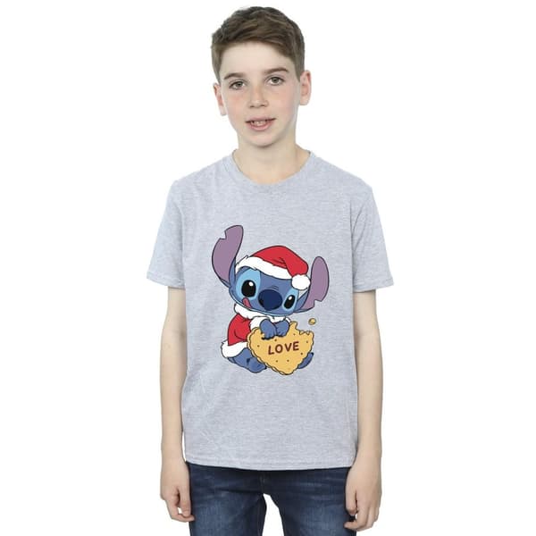 Disney Pojkar Lilo And Stitch Christmas Love Biscuit T-shirt