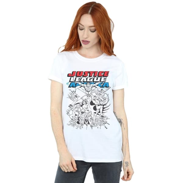 DC Comics Dam/Tjej Justice League Mono Action Pose Boyfriend T-shirt i bomull