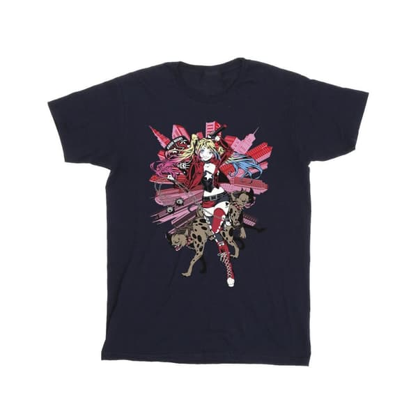 DC Comics Harley Quinn Hyenas bomulls-T-shirt för flickor Navy Blue 5-6 Years