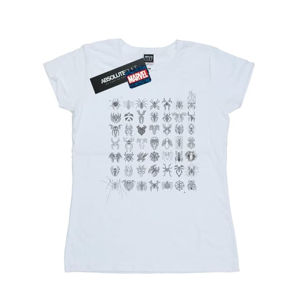 Marvel Womens/Ladies Spider-Man Spidey Symbols Sketched Cotton T-Shirt White XL