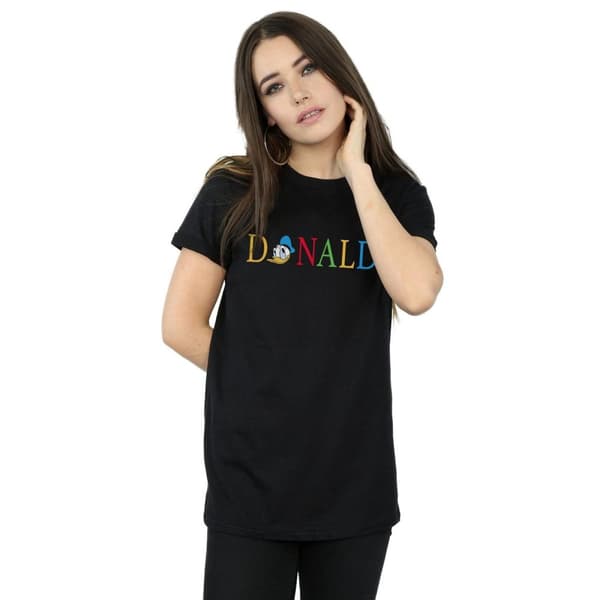 Disney Dam/Tjej Donald Duck Bokstäver Bomull Boyfriend T-shirt