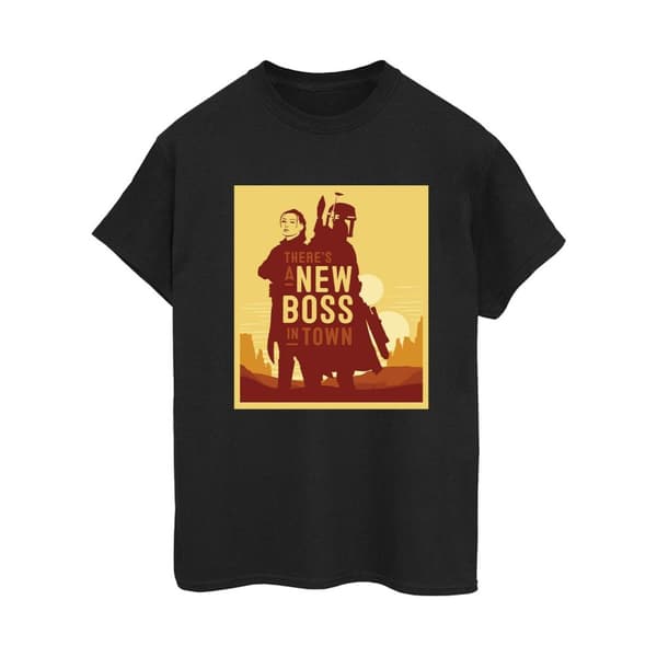 Star Wars Womens/Ladies The Book Of Boba Fett New Boss Sun Silhouette Cotton Boyfriend T-Shirt