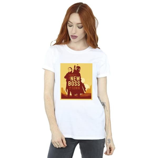 Star Wars Womens/Ladies The Book Of Boba Fett New Boss Sun Silhouette Cotton Boyfriend T-Shirt