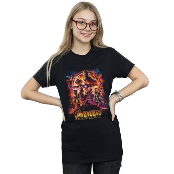 Marvel Womens/Ladies Avengers Infinity War Movie Poster Cotton Boyfriend T-Shirt