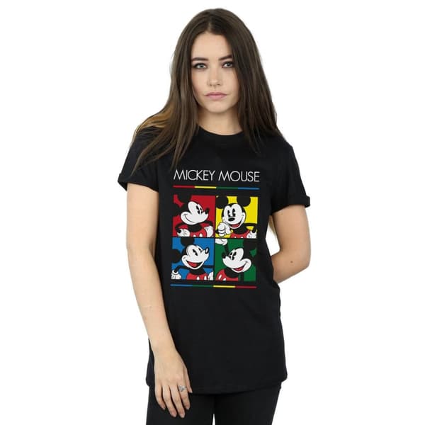 Disney Dam/Tjej Musse Pigg Fyrkantig Färg Bomull Boyfriend T-shirt