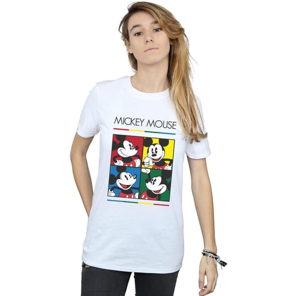 Disney Dam/Tjej Musse Pigg Fyrkantig Färg Bomull Boyfriend T-shirt