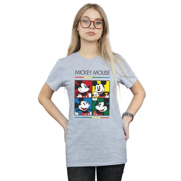 Disney Dam/Tjej Musse Pigg Fyrkantig Färg Bomull Boyfriend T-shirt
