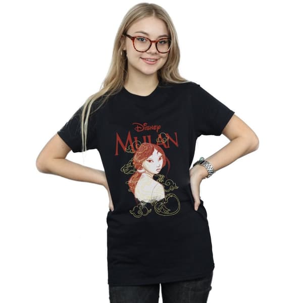 Disney Womens/Ladies Mulan Dragon Sketch Cotton Boyfriend T-Shirt