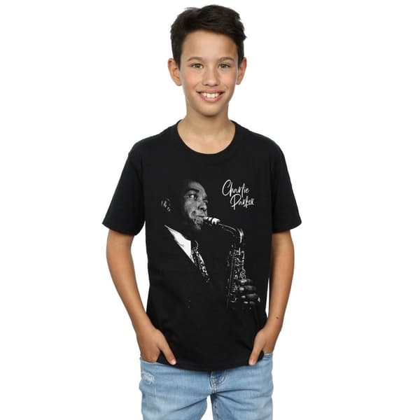 Charlie Parker T-shirt för pojkar som spelar saxofon