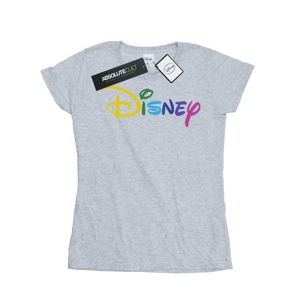 Disney Womens/Ladies Colour Logo Cotton T-Shirt Sports Grey M
