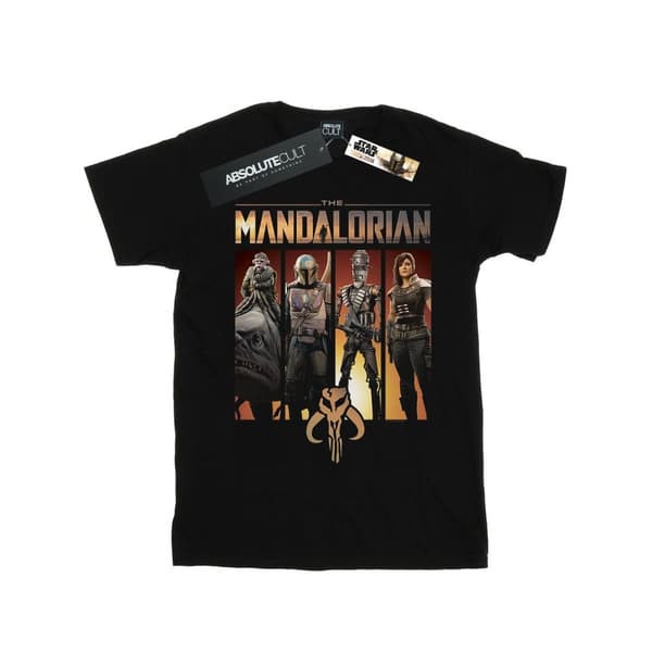 Star Wars Womens/Ladies The Mandalorian Character Lineup Cotton Boyfriend T-Shirt Black 5XL