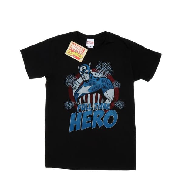 Marvel Mens Captain America Full Time Hero T-Shirt Black XL