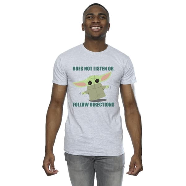 Star Wars Mens The Mandalorian Grogu Does Not Listen T-Shirt