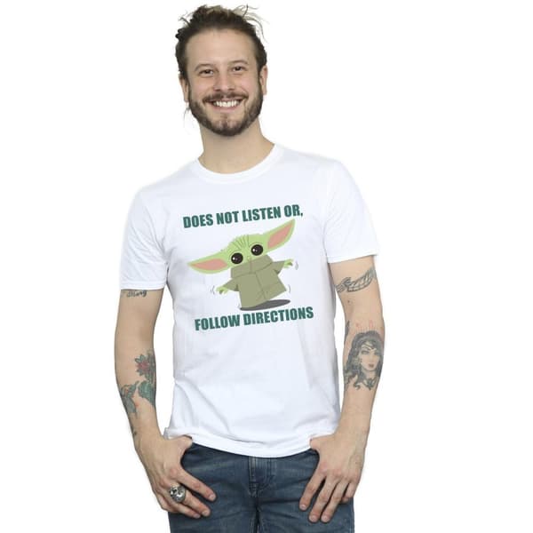 Star Wars Mens The Mandalorian Grogu lyssnar inte T-shirt