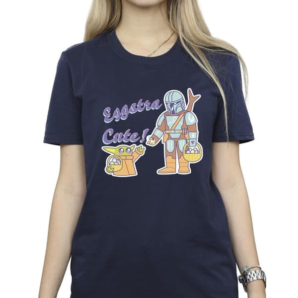 Star Wars Womens/Ladies The Mandalorian Eggstra Cute Grogu Cotton Boyfriend T-Shirt