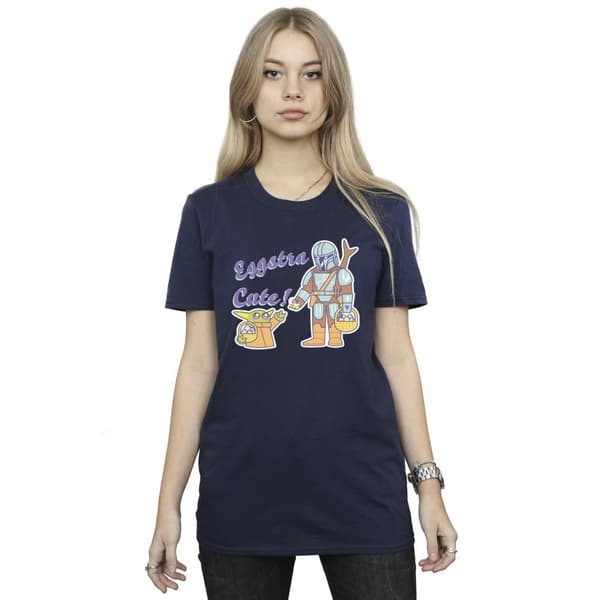 Star Wars Womens/Ladies The Mandalorian Eggstra Cute Grogu Cotton Boyfriend T-Shirt