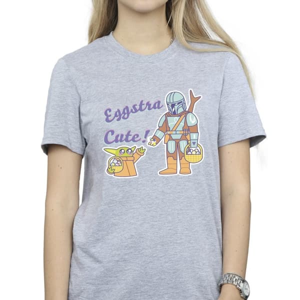 Star Wars Womens/Ladies The Mandalorian Eggstra Cute Grogu Cotton Boyfriend T-Shirt