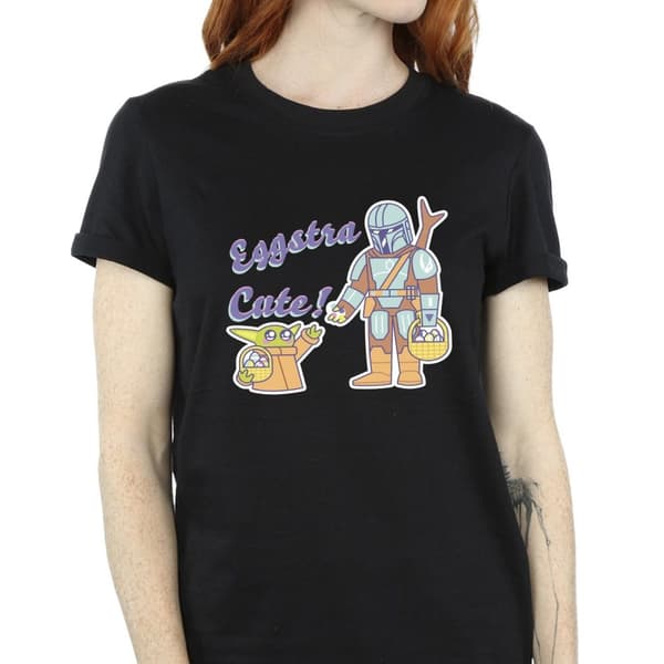 Star Wars Dam/Tjej The Mandalorian Eggstra Cute Grogu Bomull Boyfriend T-shirt