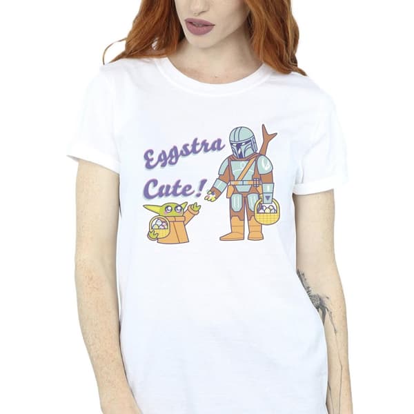 Star Wars Womens/Ladies The Mandalorian Eggstra Cute Grogu Cotton Boyfriend T-Shirt