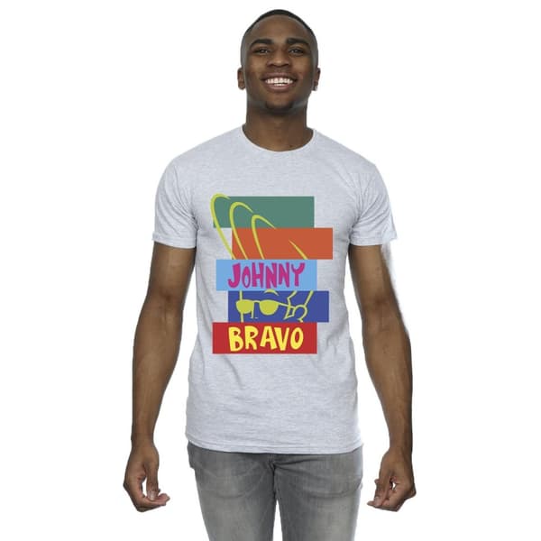 Johnny Bravo Mens Rectangle Pop Art T-Shirt