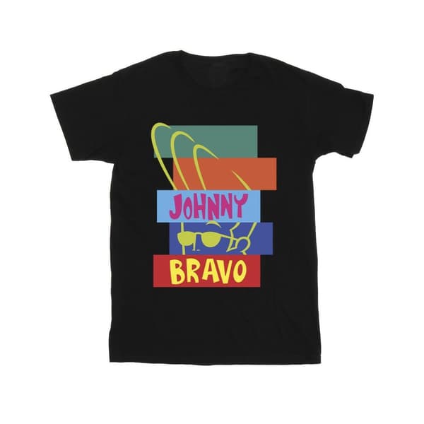 Johnny Bravo Mens Rectangle Pop Art T-Shirt Black 5XL