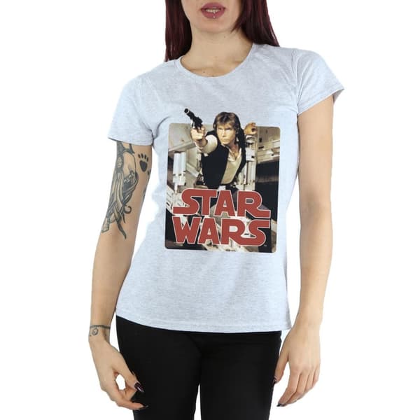 Star Wars Womens/Ladies Han Solo Shooting Cotton T-Shirt