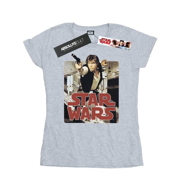 Star Wars Womens/Ladies Han Solo Shooting Cotton T-Shirt Heather Grey L