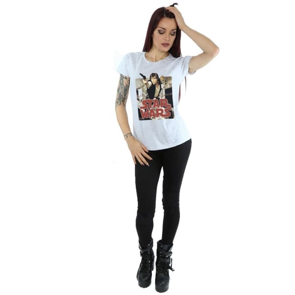 Star Wars Womens/Ladies Han Solo Shooting Cotton T-Shirt