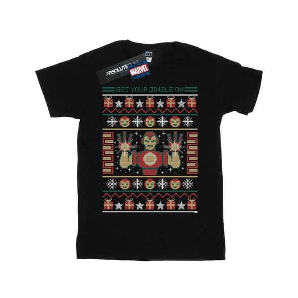 Marvel Girls Iron Man Get Your Jingle On Fair Isle Cotton T-Shirt