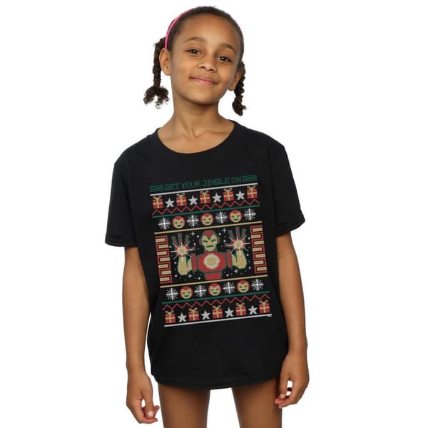 Marvel Girls Iron Man Get Your Jingle On Fair Isle Cotton T-Shirt