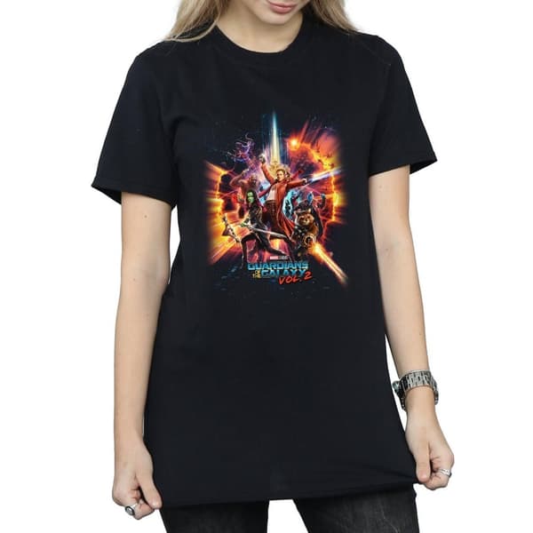 Marvel Womens/Ladies Guardians Of The Galaxy Vol. 2 Team Poster Cotton Boyfriend T-Shirt