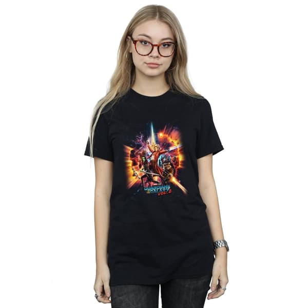 Marvel Womens/Ladies Guardians Of The Galaxy Vol. 2 Team Poster Cotton Boyfriend T-Shirt
