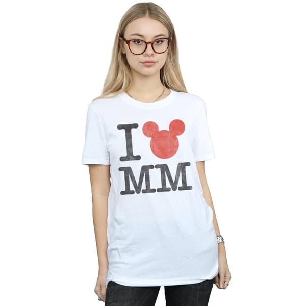 Disney Dam/Tjej Musse Pigg I Love Musse Boyfriend T-shirt i bomull