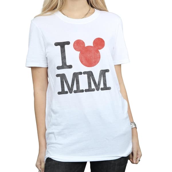 Disney Dam/Tjej Musse Pigg I Love Musse Boyfriend T-shirt i bomull