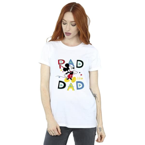 Disney Womens/Ladies Mickey Mouse Rad Dad Cotton Boyfriend T-Shirt