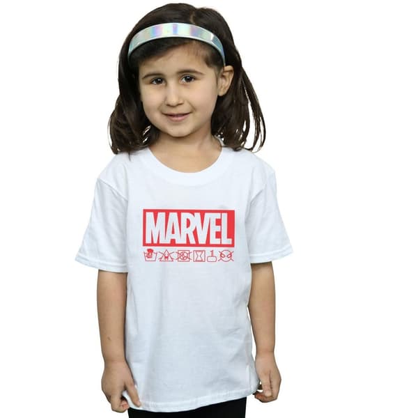 Marvel Girls Logo Wash Care Cotton T-Shirt