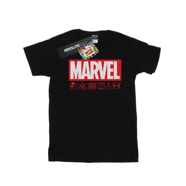 Marvel Girls Logo Wash Care Cotton T-Shirt Black 7-8 Years
