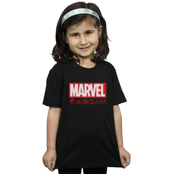 Marvel Girls Logo Wash Care Cotton T-Shirt