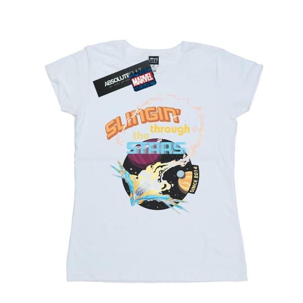 Marvel Womens/Ladies Guardians Of The Galaxy Milano Stars Cotton T-Shirt White XL