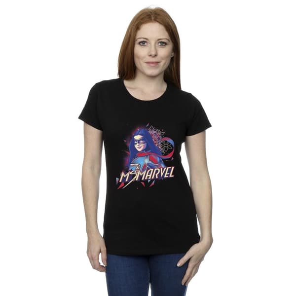 Marvel Dam/Tjej Ms Marvel Face Fade Bomulls-T-shirt