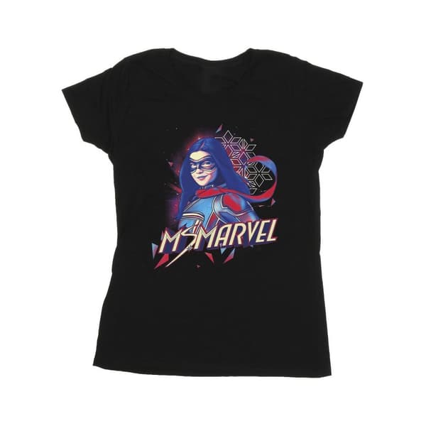 Marvel Dam/Tjej Ms Marvel Face Fade Bomulls-T-shirt