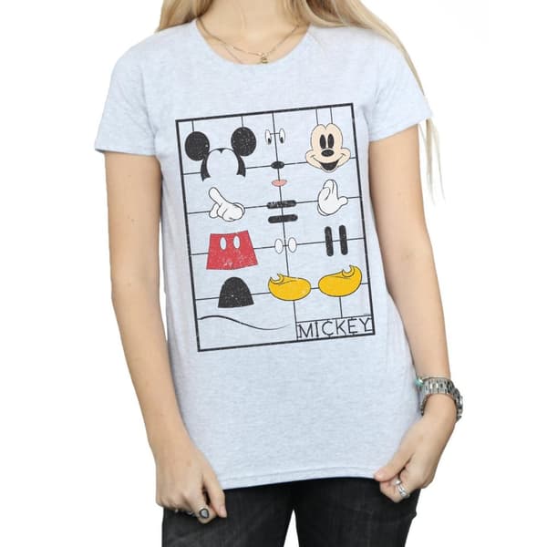 Disney Womens/Ladies Mickey Mouse Construction Kit Cotton T-Shirt
