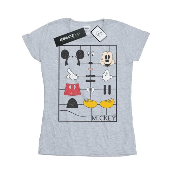 Disney Womens/Ladies Mickey Mouse Construction Kit Cotton T-Shirt