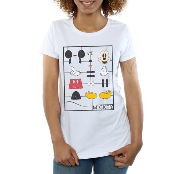 Disney Womens/Ladies Mickey Mouse Construction Kit Cotton T-Shirt