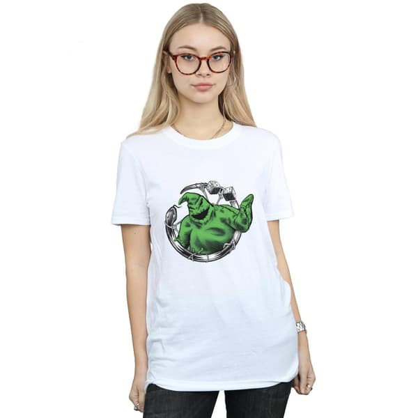 Disney Dam/Lady Nightmare Before Christmas - Boyfriend-t-shirt i bomull med tärningsrullar