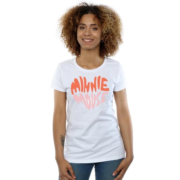 Disney Dam/Tjej Minnie Mouse Hjärtformad Bomulls-T-shirt